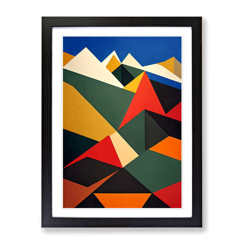 Mountain Abstract Vol.2 - Picture Frame Print, 64cm H x 46cm W x 2cm D, Walnut