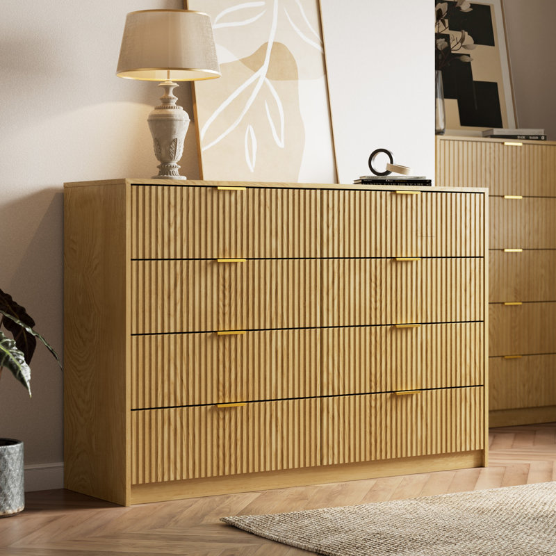 Commode 8 tiroirs l 55 po, Brun