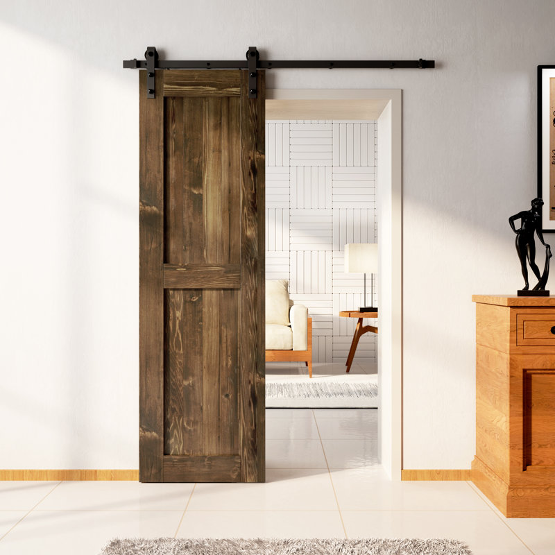 Porte en bois de pin massif non assemblé avec design H rustique noir H Design, Noyer foncé, 28 po x 84 po