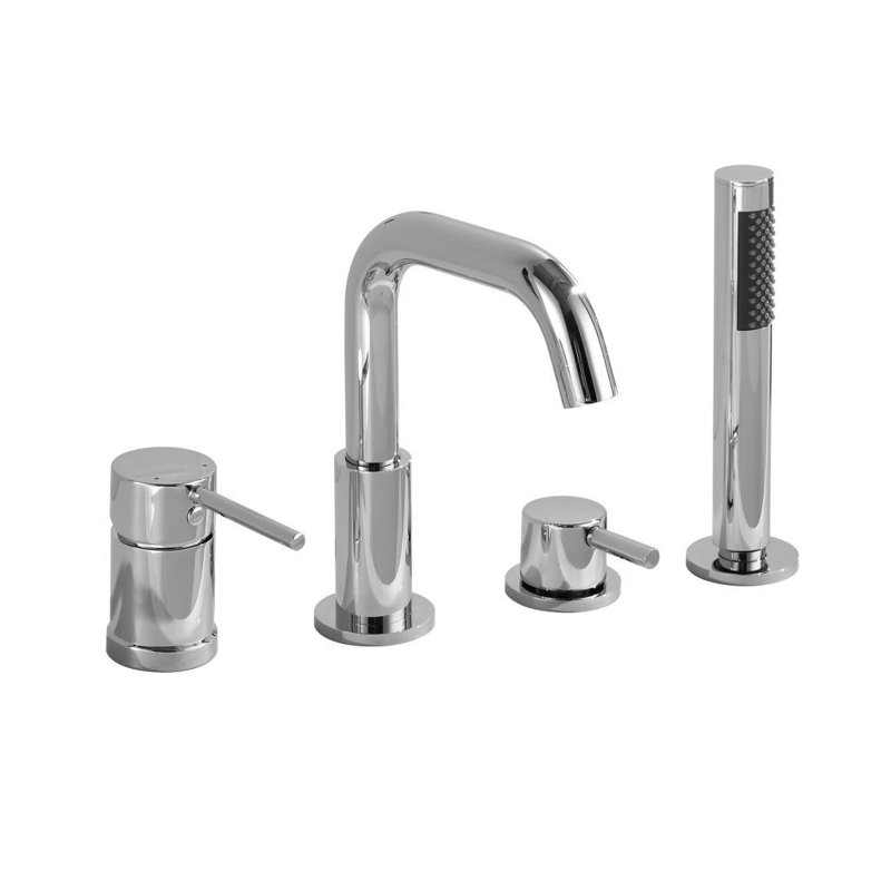 Robinet de baignoire mural en laiton avec douche à main, Chrome