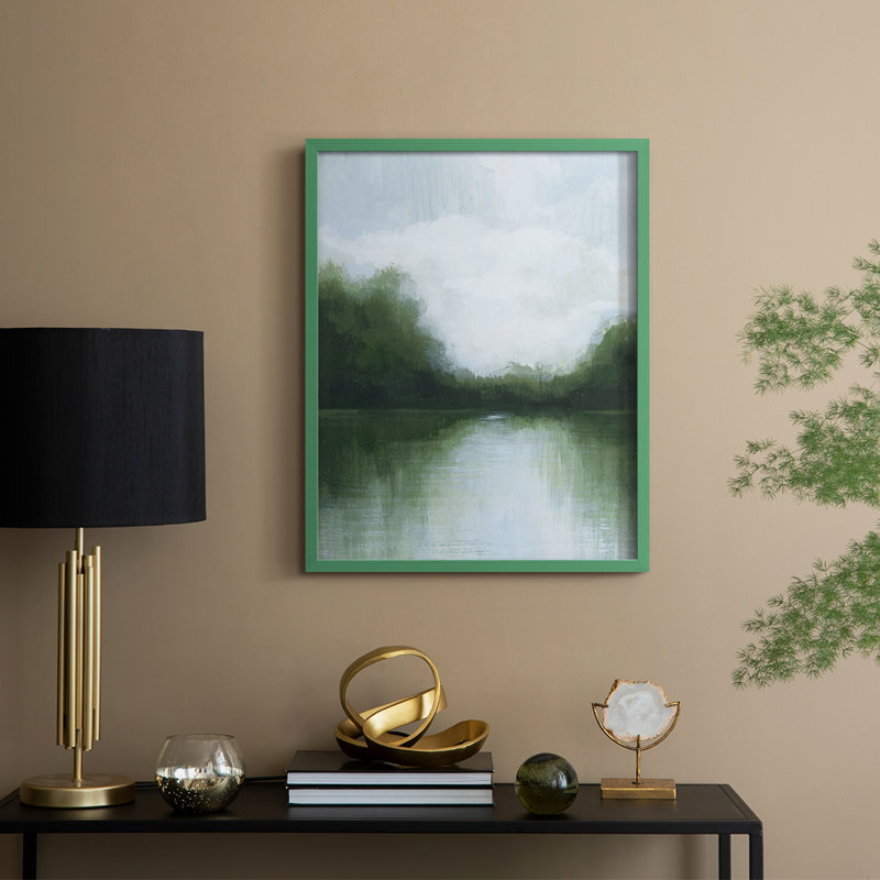 Mossy Reflections I Framed Print - Solid Wood, 15" H x 12" W, Green