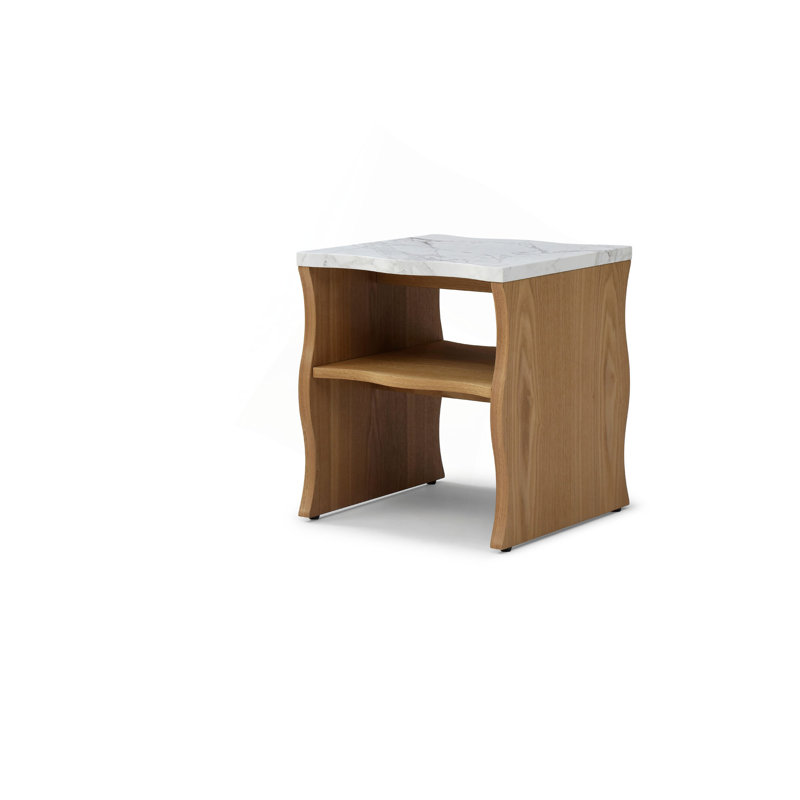 Table de bout moderne avec tablette de rangement 17,72 po Whisper Of Waves, Bois