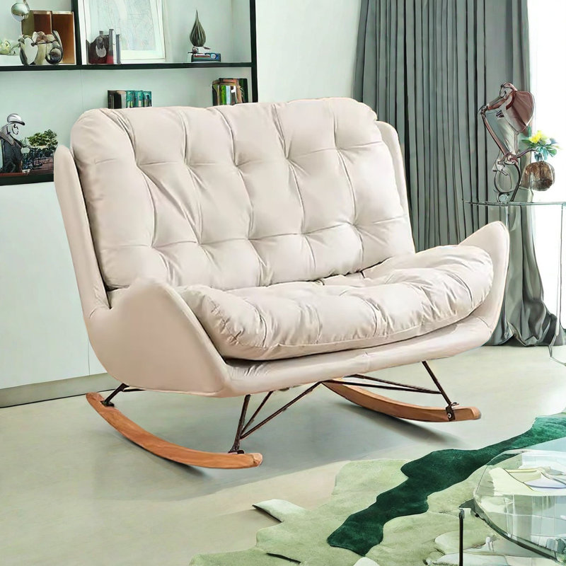 Chaise berçante de salon à bascule Nordic Light Luxury, Blanc cassé