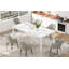 Table de salle à manger industrielle 79 po avec plateau en faux marbre blanc et pieds en métal pour 6 à 8 personnes-1105537257