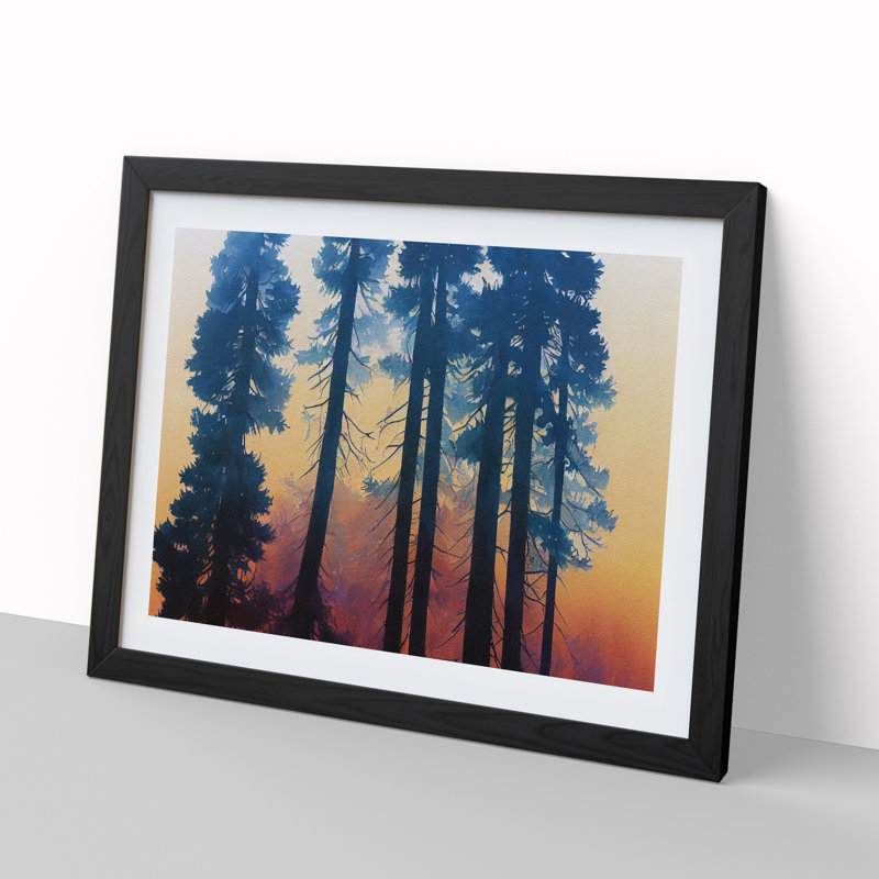 Breathtaking Pine Tree Forest - Single Picture Frame Painting, Black Framed, 46cm H x 64cm W x 2cm D