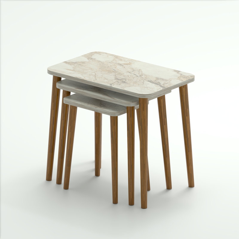 Nyda Nesting Tables, White Marble
