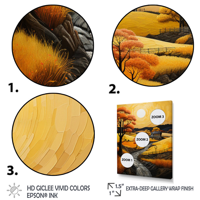 «Gopsbirth Orange Farm Autumn Landscape II», reproduction d'art sur toile, H 20 po x l 12 po x P 1 po, Toile tendue