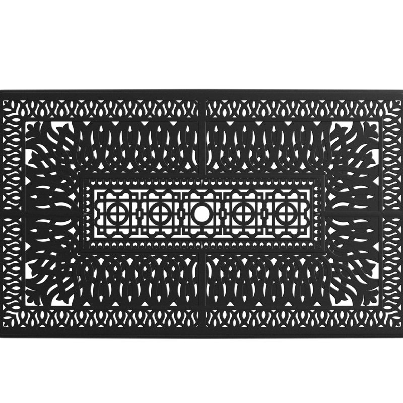 Black Aluminum Patio Table - 57.74'' Length, Umbrella Hole, 160lbs Capacity, Corrosion In Cast Black, 6 Rustproof