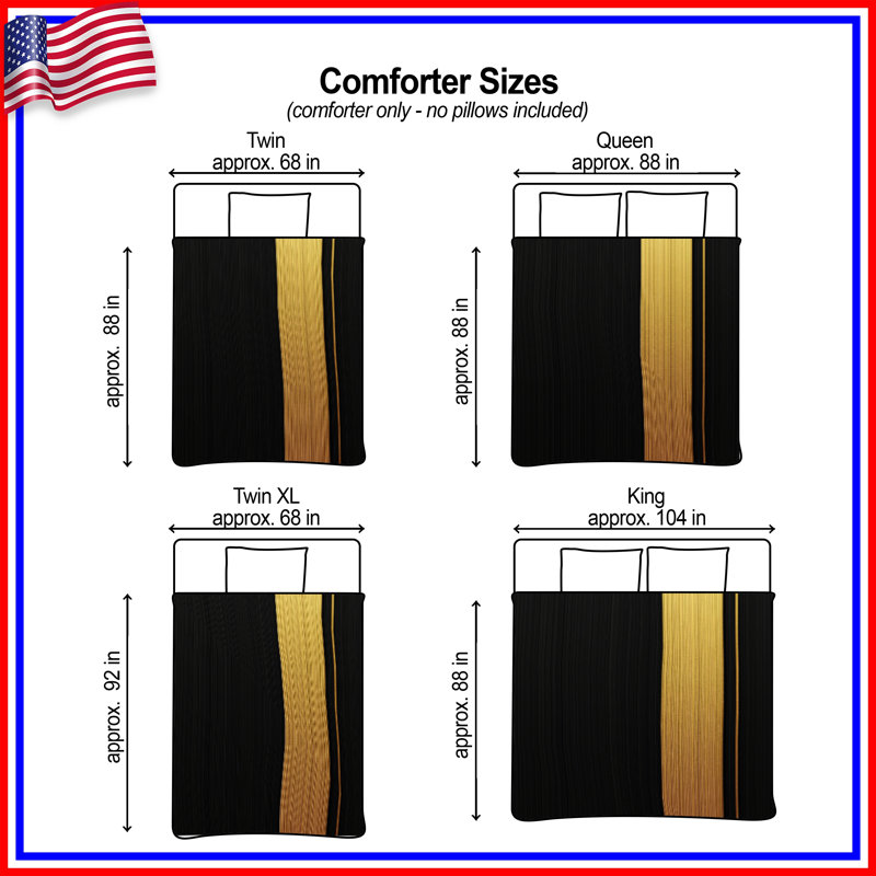 Black Gold Vertical Stripes Comforter, Twin Extra Long