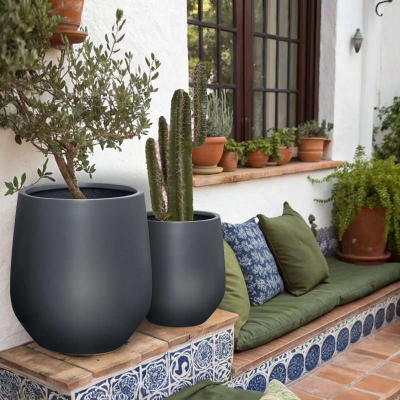 Pot de fleurs Dorlis Fiberstone, H 21,5 po x l 20 po x P 20 po, Gris anthracite