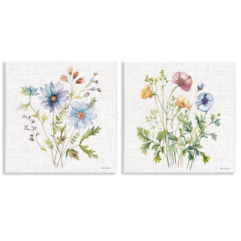 Wild Flower Botanical Bundles 2pc Wall Plaque Set, design by Nicole DeCamp