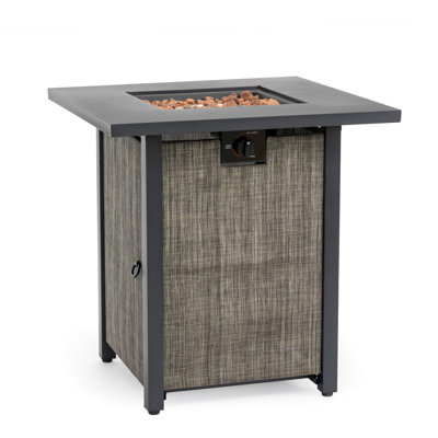 Foyer de table carré en acier de 28 pouces avec cadre enveloppé 50000, combustion continue, pour le jardin et la cour propane, idéal pour l'extérieur