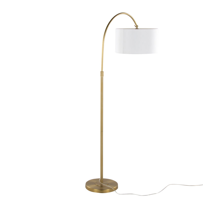 Lampe sur pied contemporaine 63 "en métal avec abat-jour en lin Puck de Grandview Gallery