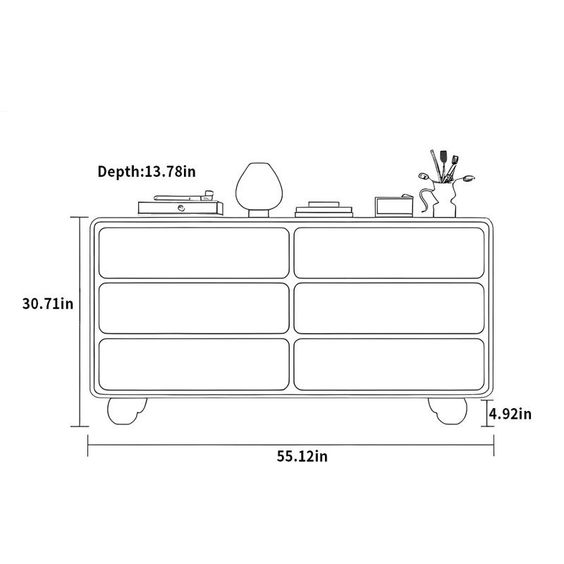 Buffet rétro français et à la mode, Noir / blanc cassé, H 30,71 po x l 55,12 po x P 13,78 po