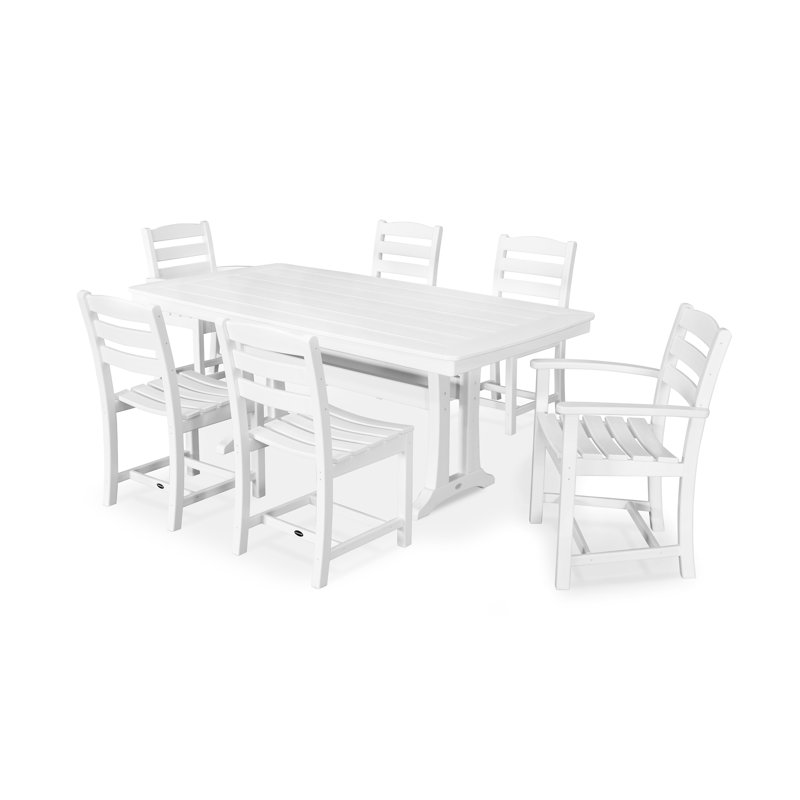 La Casa Café 7-Piece Dining Set with Trestle Legs, White