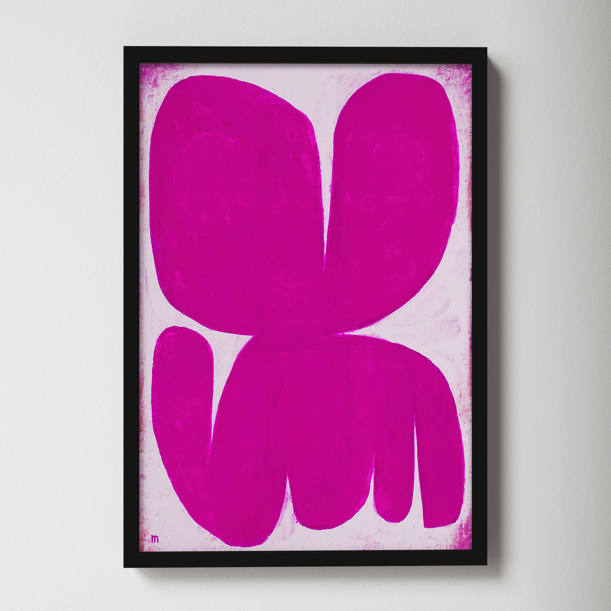 Magenta Moth by StudioM, 20" H x 14" W x 1.25" D, Black