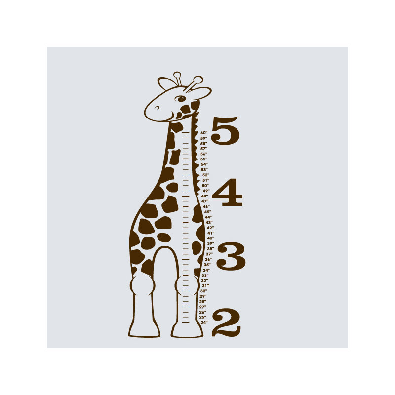 Décalcomanie murale « giraffe growth chart », Brun