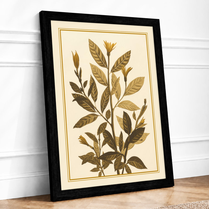 Single Stem Study Botanical - Framed Print, Black, A4 - 29.7 x 21.0 cm