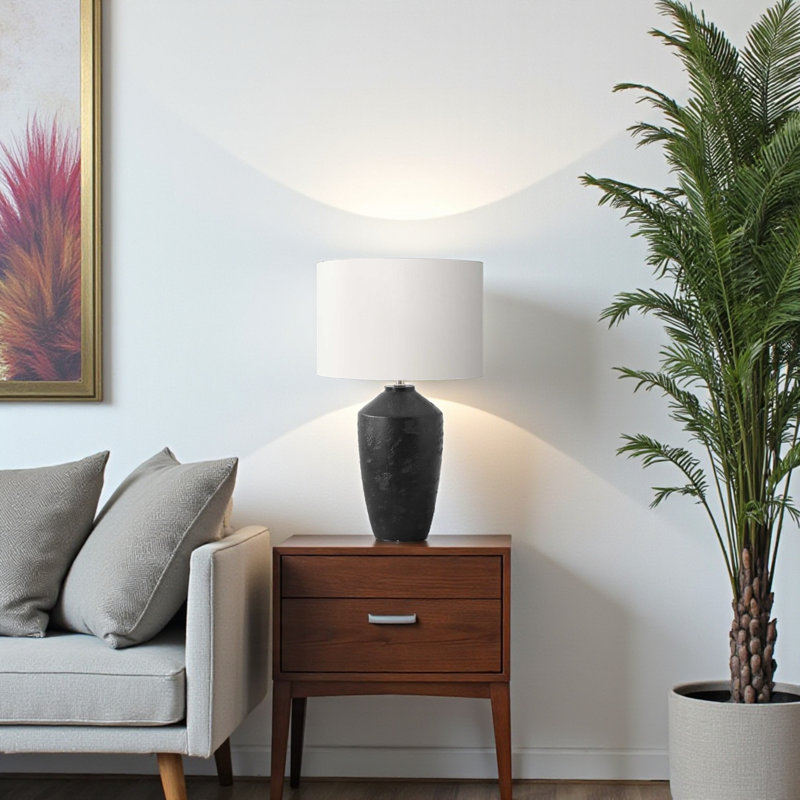 Calisto Standard Black Metal Concrete Table Lamp, 24.71'' H X 14.76'' W X 14.76'' D