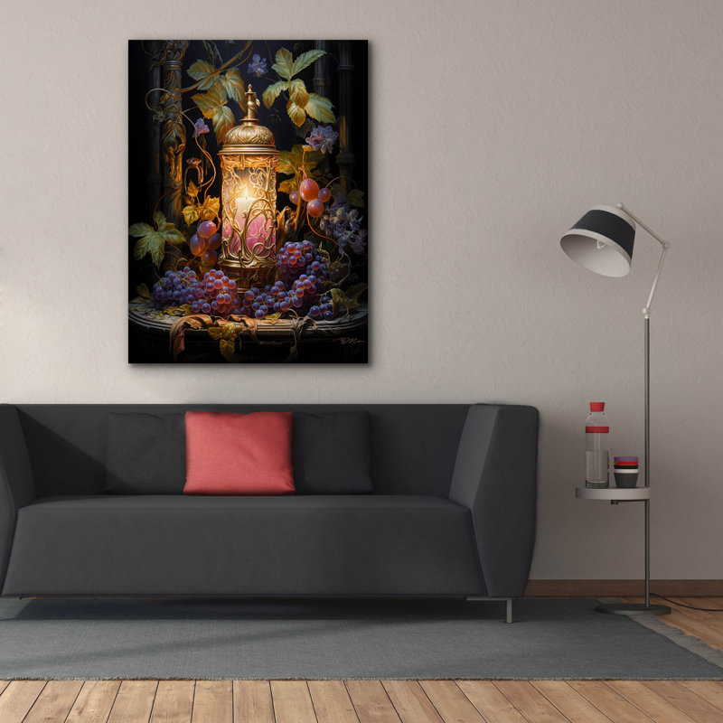Art mural sur toile Epic Graffiti «Candle With Fruit» par Momart, H 54 po x l 40 po x P 1,5 po