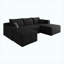 Canapé modulaire en velours côtelé noir 95 po avec 1 repose-pieds, canapé en U moderne, aucun assemblage requis-131579403-131579402
