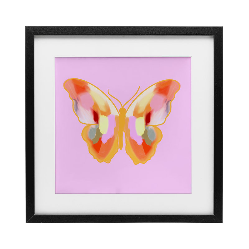 «Bright Butterfly Wings», reproduction sous verre encadrée, design par Ashley Singleton, H 13 po x l 13 po, Cadre noir minuit