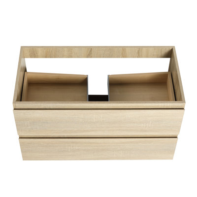 Bathroom Vanity 36" - Oak, Build Wall Mounted, Ample Drawer Space