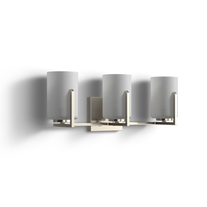 Roni 3 Light Frosted Dimmable Vanity Light, Satin Nickel