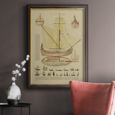 Antique Ship Plan I, toile encadrée de qualité supérieure - prête à être accrochée