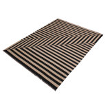 Tapis beige / noir en laine tissé à la main rectangulaire à rayures 8 pi 1 po x 10 pi 1 po Cedorah