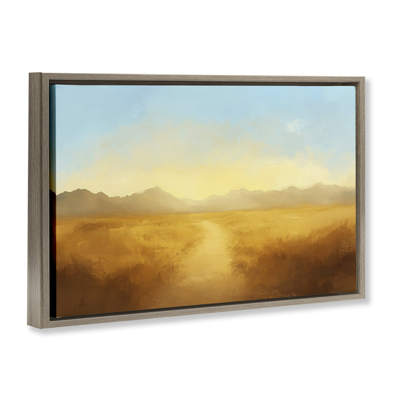 «Desert Valley Floater», art mural par Gina Kelly, H 21 po x l 31 po, Cadre flottant orme Montalcino