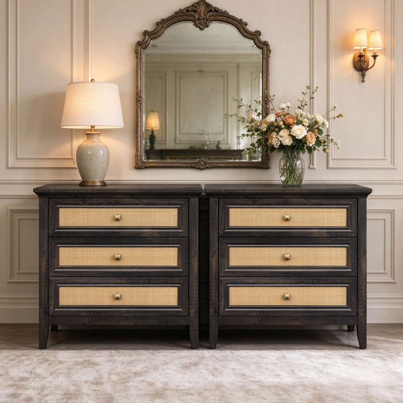 Commode 3 tiroirs 30 po en chêne foncé