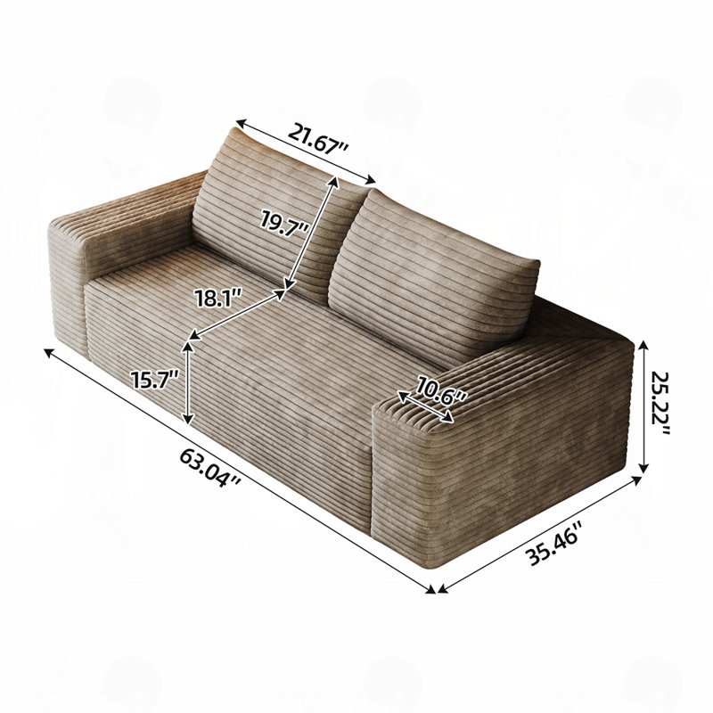 Boneless Comfy Loveseat Sofa, Camel