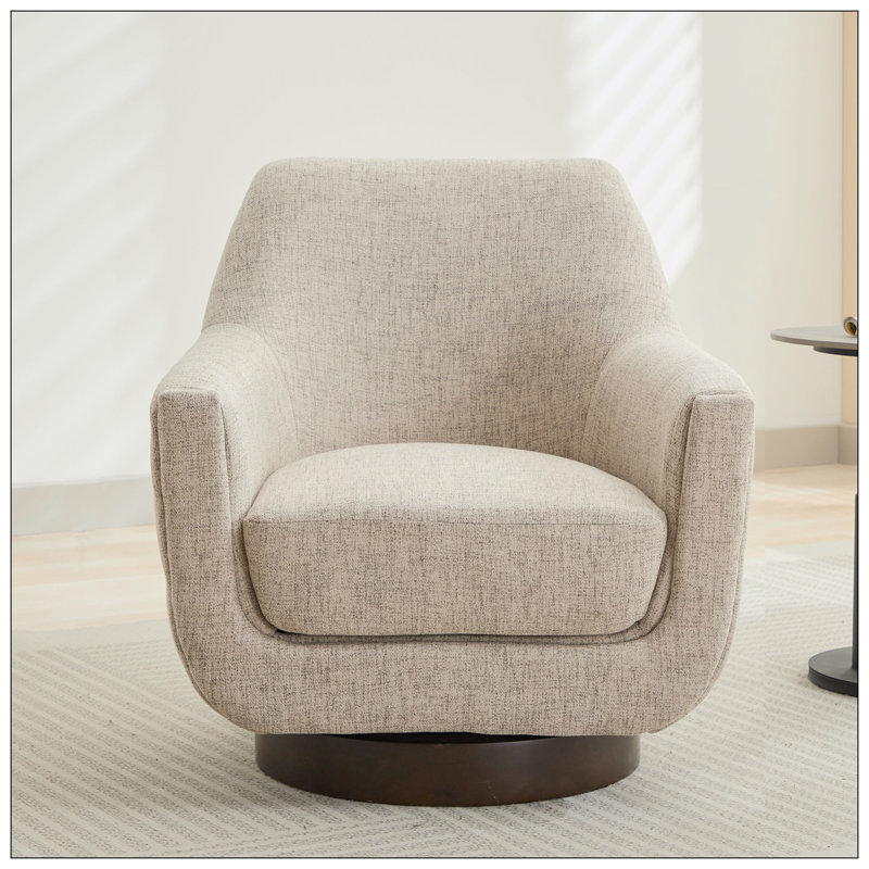 Fauteuil demi-tonneau pivotant de 30,90 po Mercersville, Lin beige