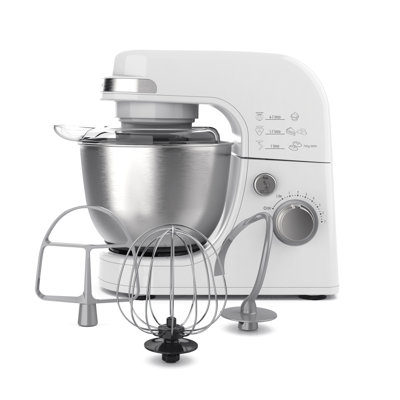 Hamilton Beach ® 7-speed 4-quart Electric Stand Mixer With Splash Guard, Dough Hook, Flat Beater, And Whisk Attachm In White