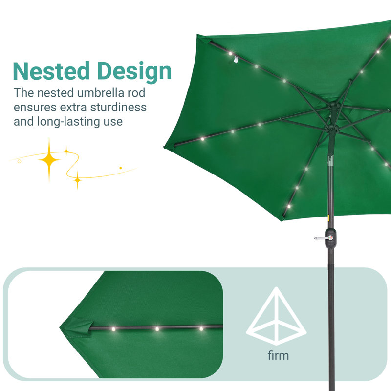 Parasol de marché éclairé 90 po Dorance, Vert foncé
