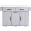 Îlot de cuisine classique gris avec poubelle, abattant, étagère à épices, tablettes à serviettes amovibles, tiroir polyvalent gris, armoire, tablette, mobile et option stationnaire-1370870830
