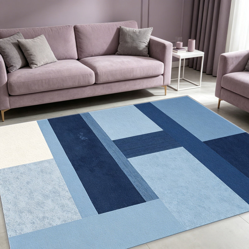 Blue Abstract Striped carpet-easy to clean, machine-washable, soft and comfortable; suitable for door mats, kitchens, living rooms, bedrooms, corridors, and laundry areas. Easy to clean, durable carpet for home decoration.