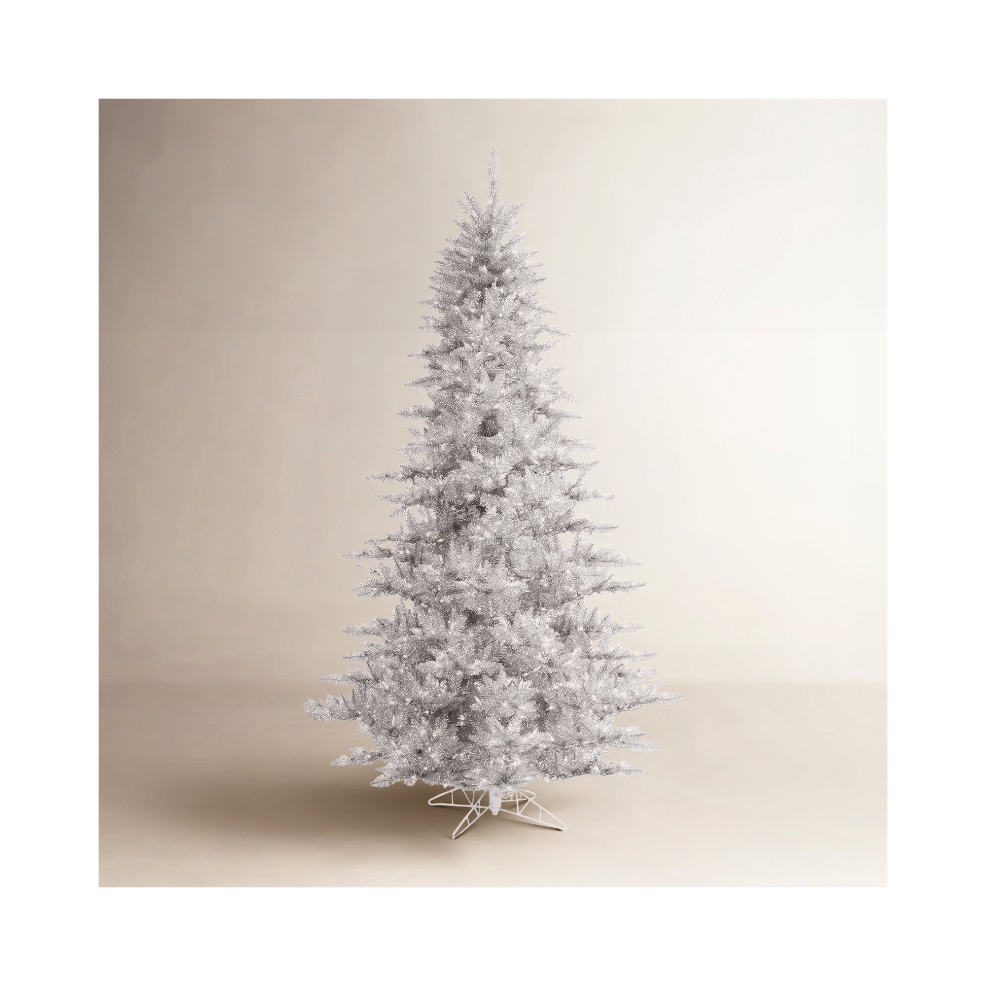 Silver Tinsel Fir Artificial Christmas Tree, 9' H