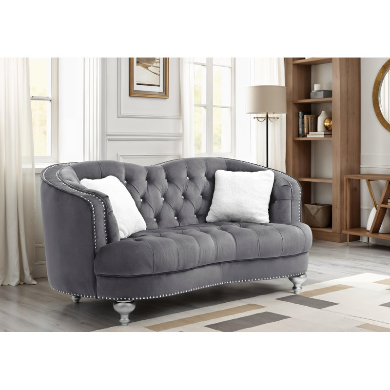 Causeuse en velours Mongeon, Gris