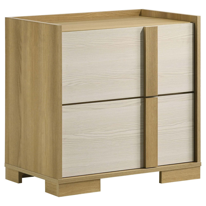 Natural 2-Drawer Nightstand with Smooth Glides