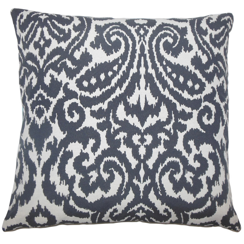  Coussin décoratif en coton Ikat, Bleu marine