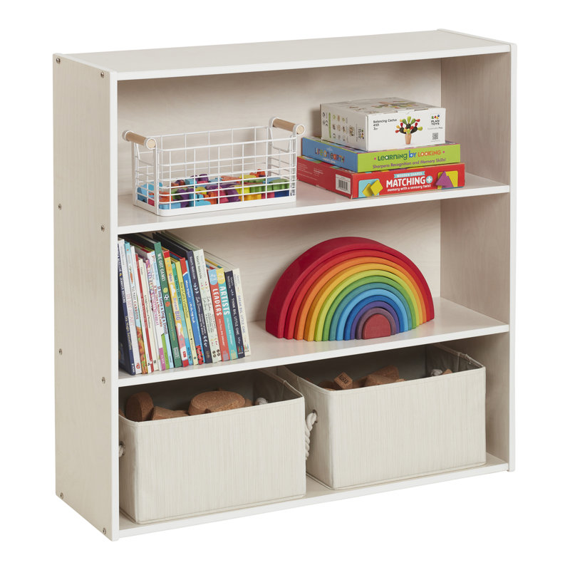 Armoire de rangement à 3 tablettes ECR4Kids, Blanc délavé