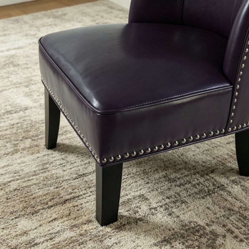 Fauteuil demi-tonneau en similicuir de 25,6 po x 27,2 po x 32,8 po en polyuréthane mauve