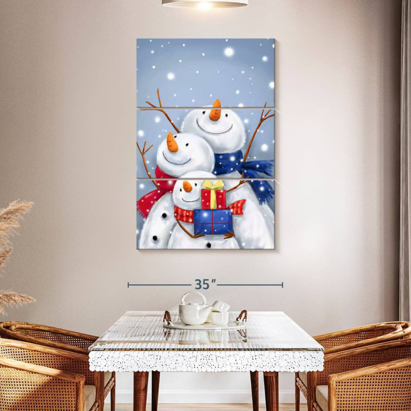 Lelend Three Snowmen II, 50" H x 32" W