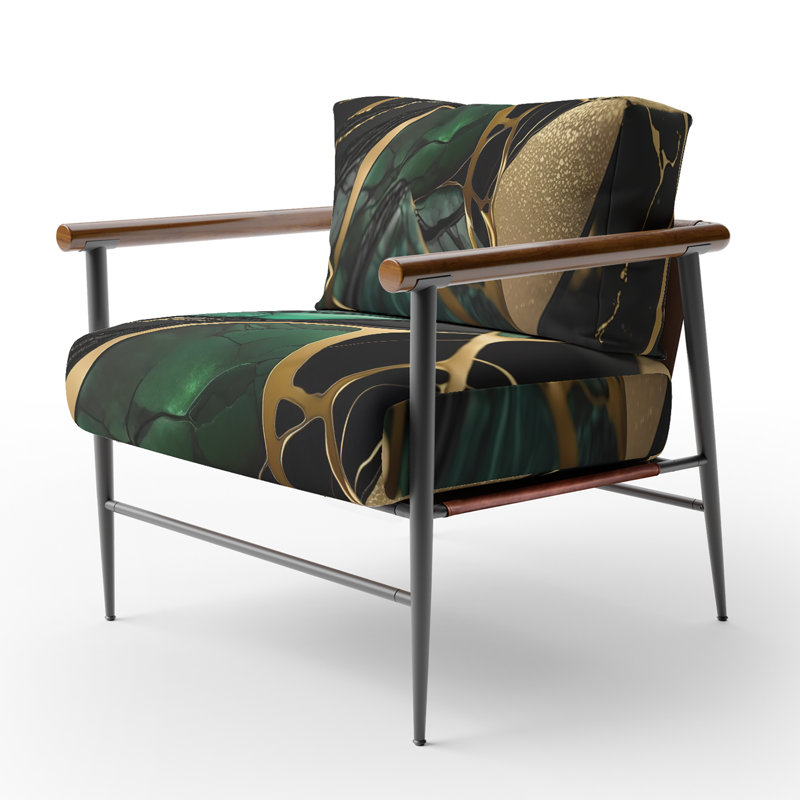 Crossreagh - Fauteuil d'appoint rembourré en marbre, Noir, noir, noir, noir