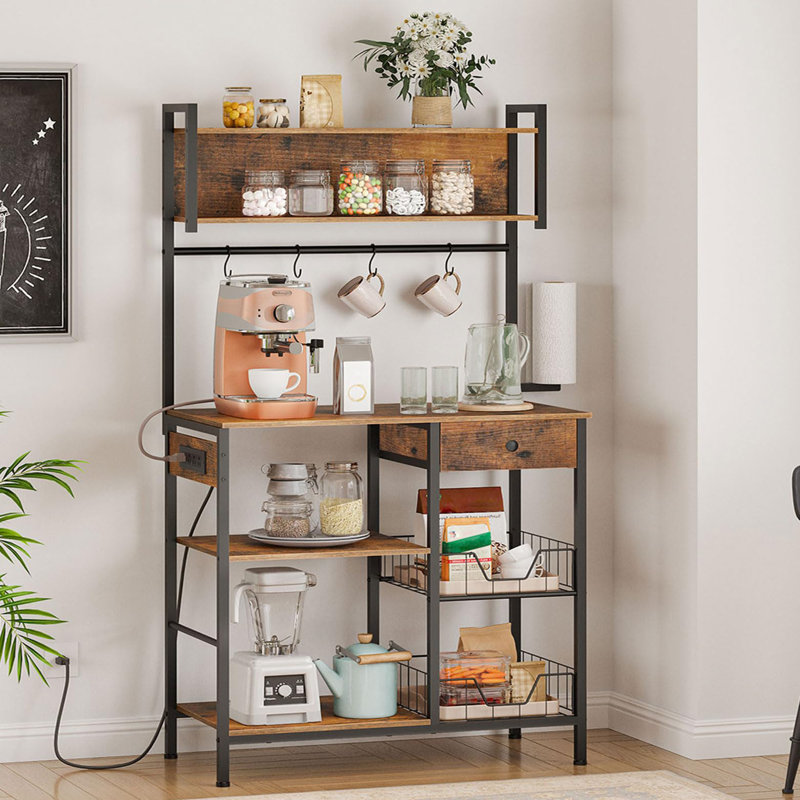 Étagère de boulanger standard en métal 31,1 po Rudolfo compatible avec les micro-ondes