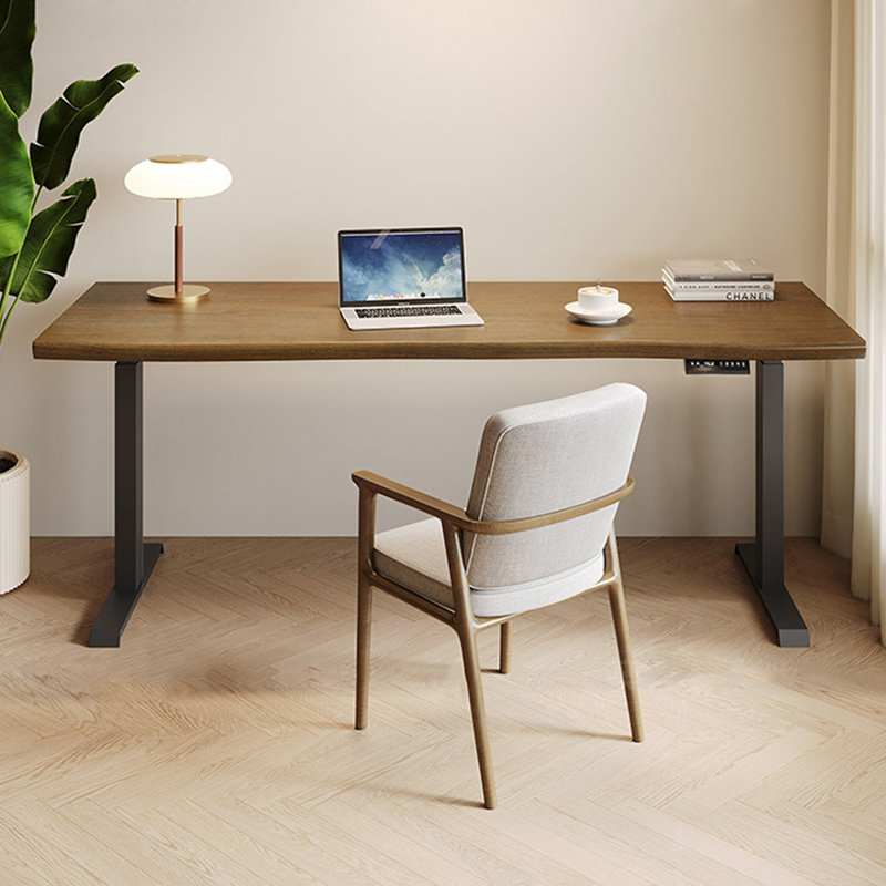 Bureau rectangulaire brun en bois massif, 28.35"H×62.99"L×23.62"W
