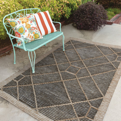 Tapis intérieur / extérieur brun touffeté à la main Ebna