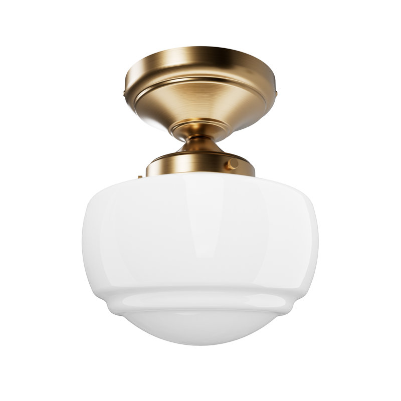 Hunter Saddle Creek 1 Light Mini Flush Mount Ceiling Light Fixture, Cased White, Alturas Gold